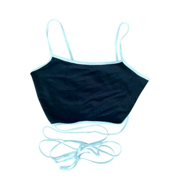Tops - Garage Black Cropped Tank White Accents XS